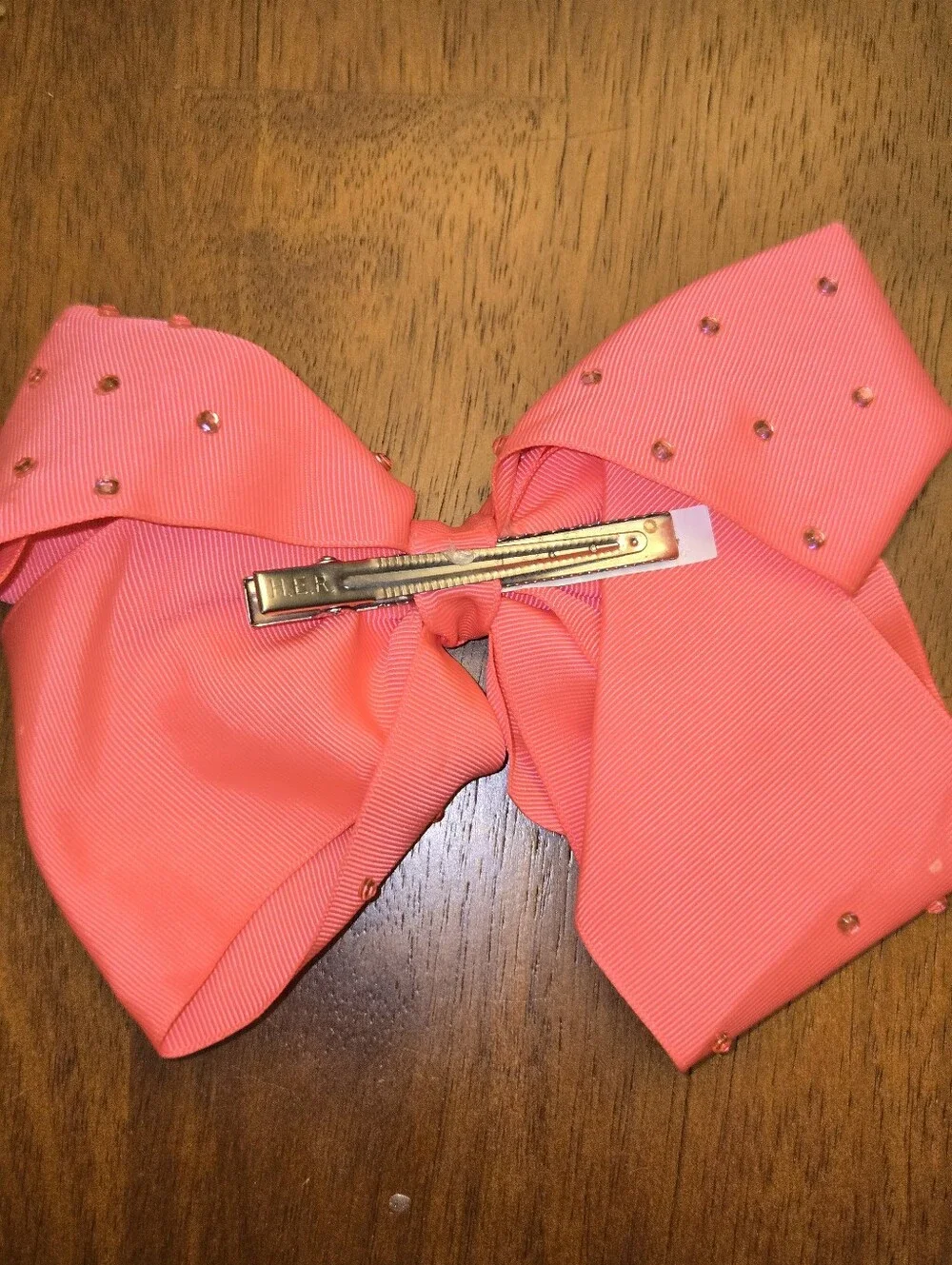 JoJo Siwa Large Coral Pink Rhinestone Bow Hair Clip